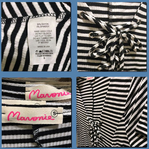 BLACK WHITE STRIPES LACE-UP DRESS - Picture 4 of 4